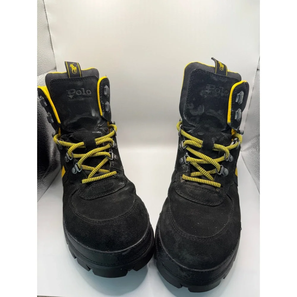 Polo Ralph Lauren Mens Oslo Tactical WP Boots Black Yellow Leather 11721 12D